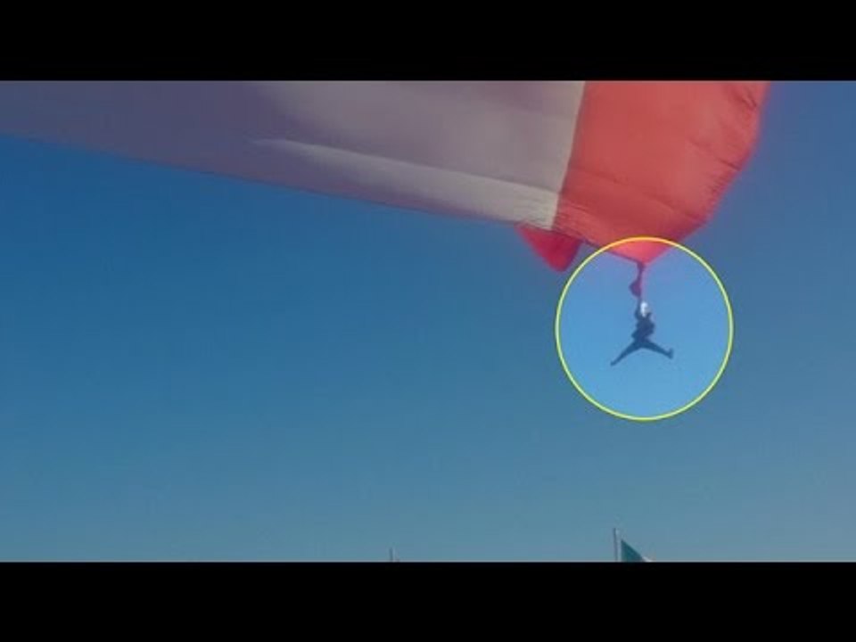 Mexican soldier falls from 98 ft after getting tangled in giant flag