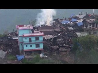 Aerial view of devastation in Nepal's earthquake epicentre