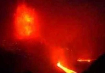 Lava Churns Inside the Crater of Mount Raung