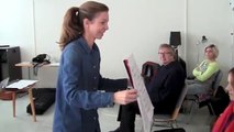 Anna Petrini demonstrates the contrabass recorder