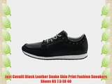 Just Cavalli Black Leather Snake Skin Print Fashion Sneakers Shoes US 7.5 EU 40