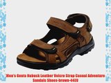 Men's Gents Nubuck Leather Velcro Strap Casual Adventure Sandals Shoes-brown-44EU