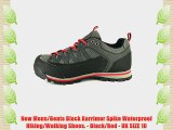New Mens/Gents Black Karrimor Spike Waterproof Hiking/Walking Shoes. - Black/Red - UK SIZE