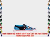 Vans Classic Slip On Kids Shoes UK 11 (Jnr) (TM Plaid 11) True White/Aurora Pink FA11