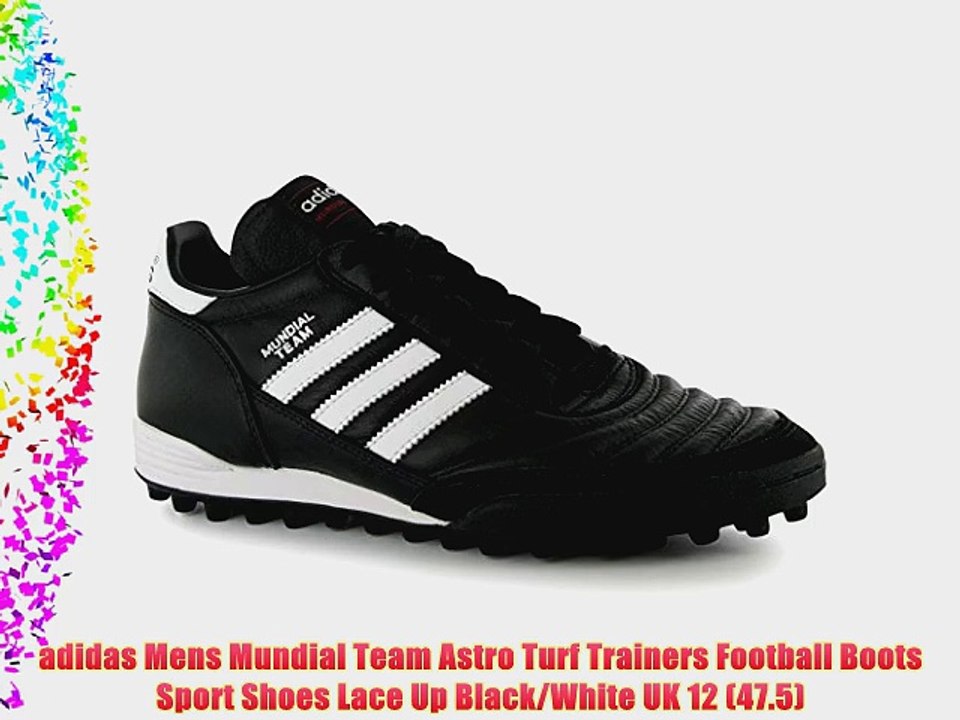 adidas Mens Mundial Team Astro Turf Trainers Football Boots Sport Shoes Lace Up Black/White