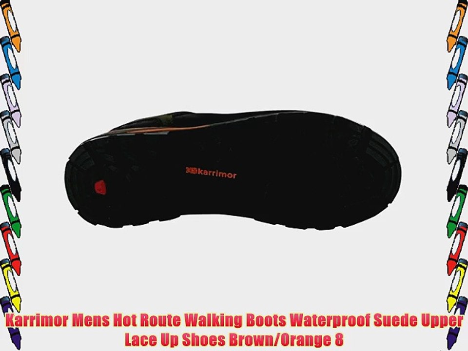 Karrimor Mens Hot Route Walking Boots Waterproof Suede Upper Lace Up Shoes Brown/Orange 8