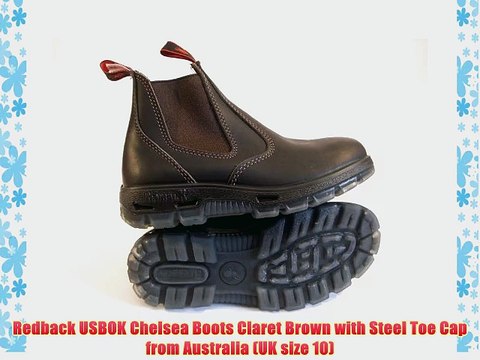 Redback USBOK Chelsea Boots Claret Brown with Steel Toe Cap from Australia (UK size 10)