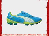 V1.11 FG Football Boots Dresden Blue/White/Lime Punch - size 9.5