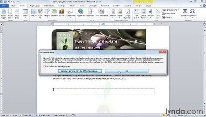 MS Word Digitally signing a document