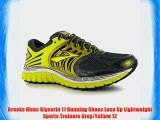 Brooks Mens Glycerin 11 Running Shoes Lace Up Lightweight Sports Trainers Grey/Yellow 12