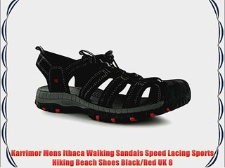 Karrimor Mens Ithaca Walking Sandals Speed Lacing Sports Hiking Beach Shoes Black/Red UK 8