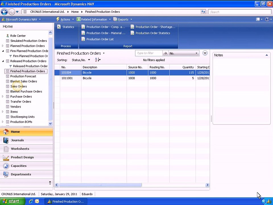 Microsoft Dynamics NAV Demo -- Manufacturing / Post-Production