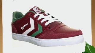 Hummel Stadil Low Unisex Leather Trainers Lace Up Running (45 Burgundy )