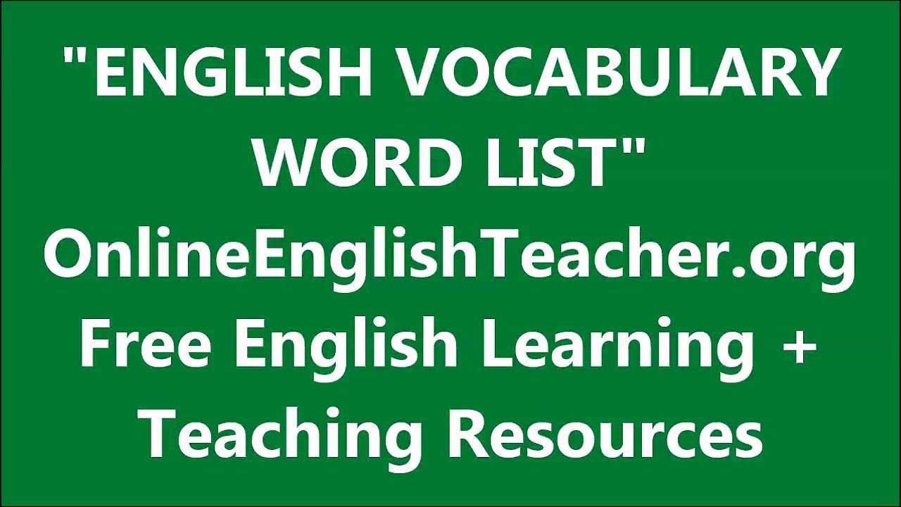 English Vocabulary Word List