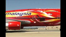 Malaysia Airlines Boeing 747-4H6 9M-MPD in Hibiscus livery arrives at LAX