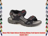 Mens PDQ Triple Velcro Walking Hiking Trail Sports Sandals BLACK SIZE 7