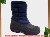 Mens Navy Winter Waterproof Warm Rain Snow Boots