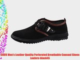 JINRV Men's Leather Quality Perforated Breathable Causual Shoes Loafers-black45