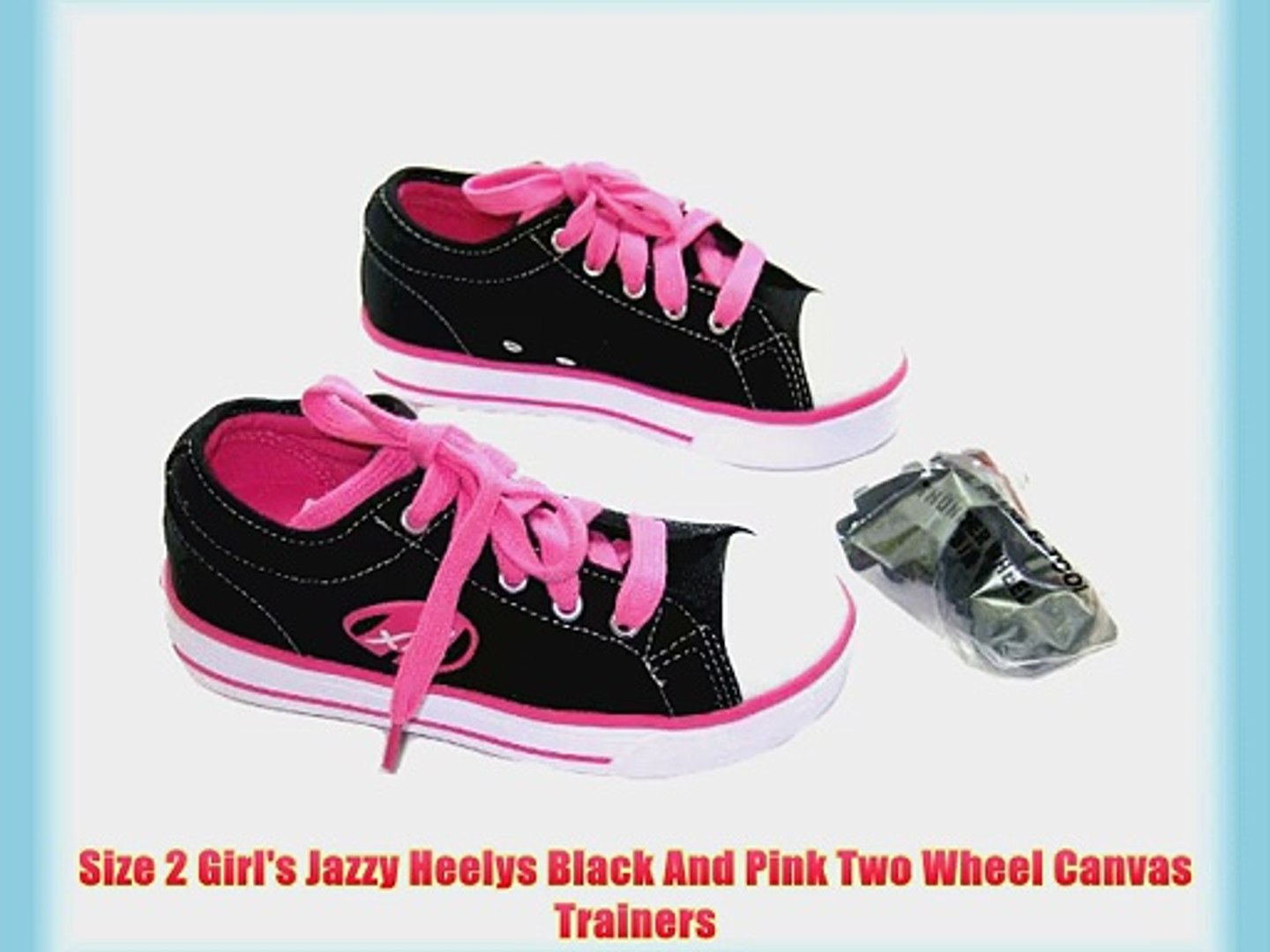 ⁣Size 2 Girl's Jazzy Heelys Black And Pink Two Wheel Canvas Trainers
