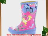 Joules Girls Rubber Flower Print Welly Wellington Boots Pink