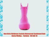 New Girls/Childrens Fuchsia Waterproof Cushioned Rain Boots/Wellys. - Fuchsia - UK SIZE 10