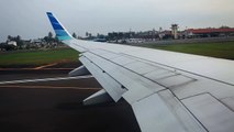 Garuda Indonesia B 737-800NG morning takeoff from Syamsudin Noor Airport in Banjarmasin