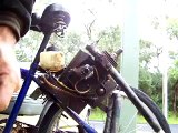 trying to start motorized  bicycle,with  modified  exhaust.