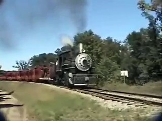 Steam locomotive train  353 chugs up hill rollag engine Soo