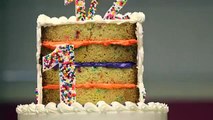 How to Cake... A HALF BIRTHDAY CAKE! Tiered vanilla cakes with buttercream and sprinkles!