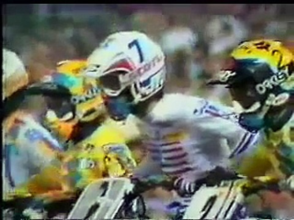 Broc Glover, Mark Barnet, Jeff Ward, David Bailey Supercross Race 1985 Anahiem
