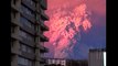 ERUPTION: Pink and red billowing dust clouds from Chile's Calbuco Volcano