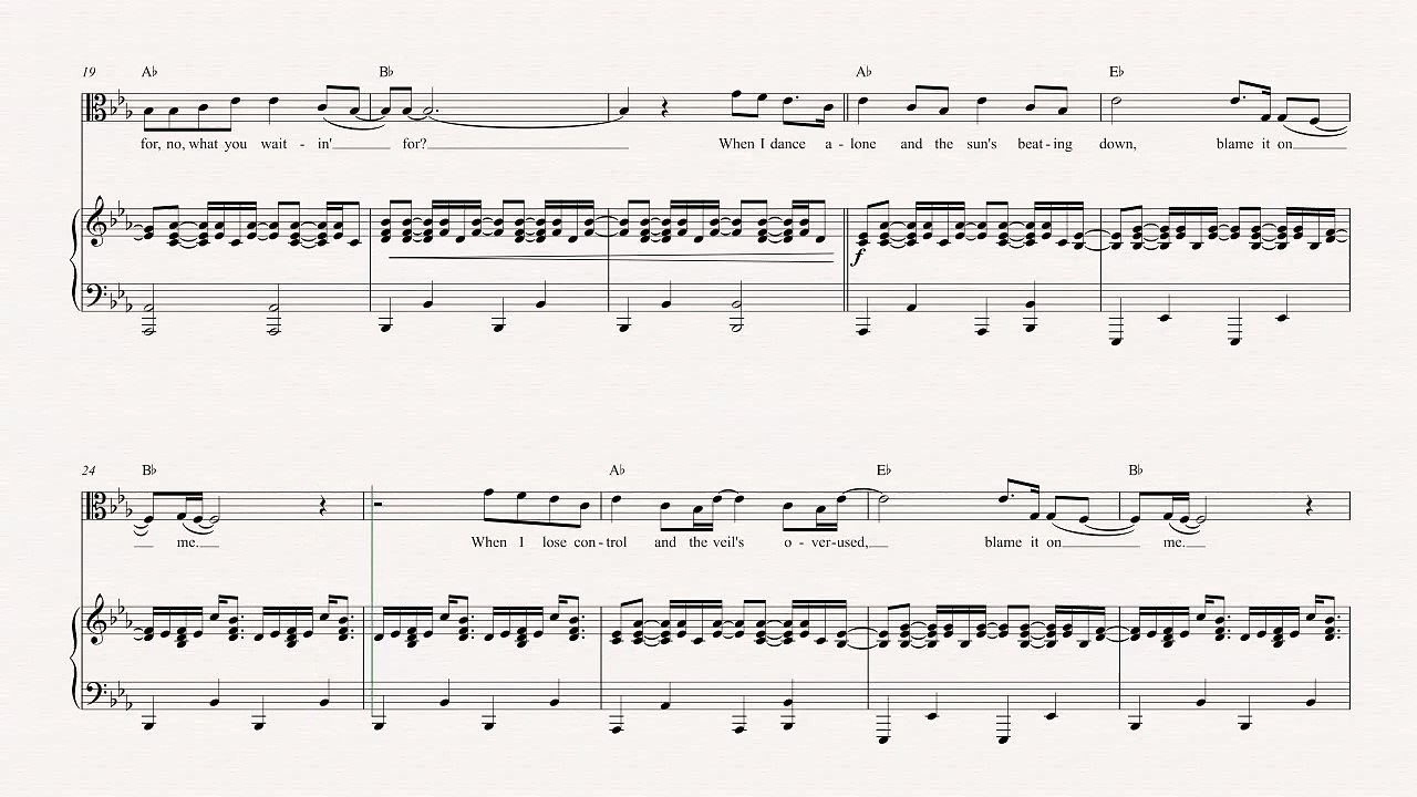 Viola  - Blame it on Me - George Ezra - Sheet Music, Chords, & Vocals