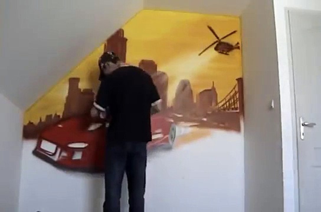 Kevgraph décoration : Décoration murale graffiti voiture