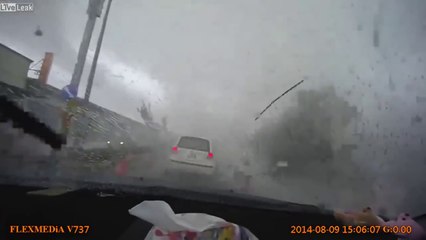 Car gets Blown Away during by Mini Tornado in Taiwan