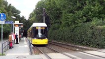 Der Triebwagen 4019 (Flexity F6Z) an der Haltestelle Ev. Krankenhaus KEH