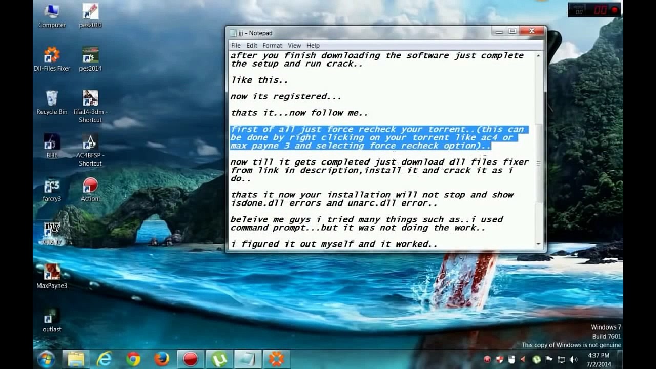 How to fix isdone dll and unarc dll error while installing ac4 or max payne 3 for pc 720p (720p)
