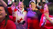RAW VIDEO: Toronto fans react to Team Canada women's hockey gold-medal win