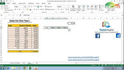 Sepecial Row Formatting IN Ms excel - Tutorial # 20