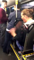 Bogan scum bitch harasses Asian kid on bus