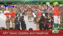 ARY News Headlines 15 August 2015, Flag lowering ceremony Wagah Border On Independence Day P2