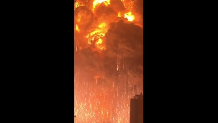 Tianjin Explosion HD 720p english speaking (loud blasting sound)
