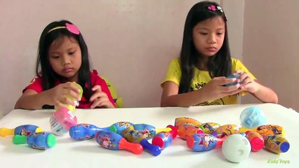 2 GIANT Surprise Eggs   Toy Story Mickey Mouse Bowling Set Pokemon Surprise Toys