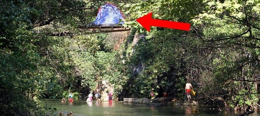 Ağaç dalında kamp yapıyorlar