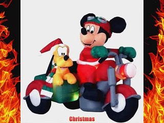RARE - Disney - 6 Ft. - Gemmy Christmas Airblown Inflatable - Mickey Mouse and Pluto on Motorcycle