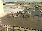 Workers try to stop a spinning concrete buffer... Takes some times haha!
