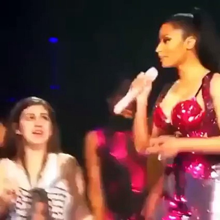 Amazing dress of a star dareless on stage