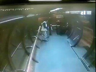 Motorcyclist Crashes Into Bus Stop and Almost Kills Cleaner