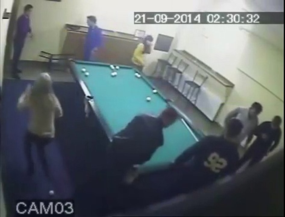 Crazy Russian Bar Brawl With Pool Sticks