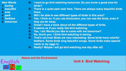 Unit 4: Bird Watching - Listening Practice Through Dictation 1