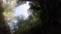 Girl Canyoning Cliff Jump in North Wales